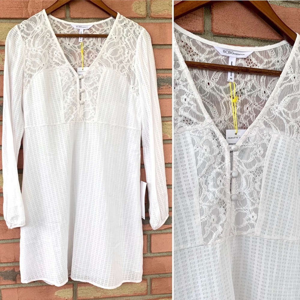 BCBGeneration Lace Shift Dress White Size XS